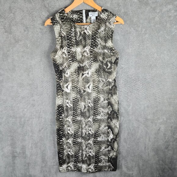 Carmen Marc Valvo Womens Bodycon Dress Size Small Snakeskin Animal Sleeveless - Picture 1 of 6